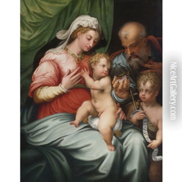 Madonna And Child With The Infant St. John The Baptist Oil Painting - Girolamo (il Sermoneta) Sicciolante