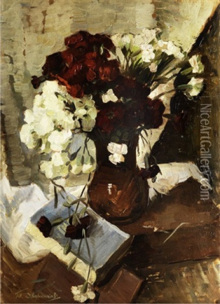 Stillleben Mit Blumen Oil Painting - Tit Yakovlevich (Yakovich) Dvornikov