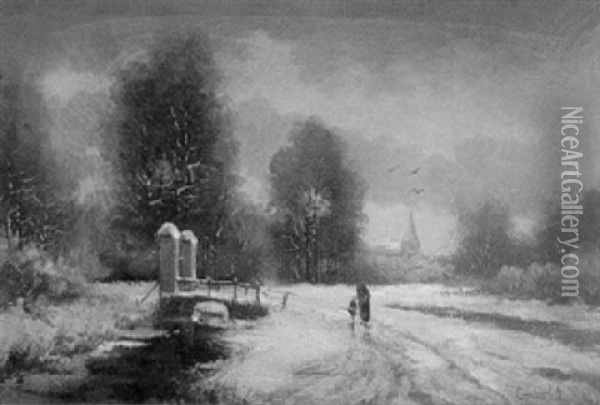 Winterabend Oil Painting - Louis Apol