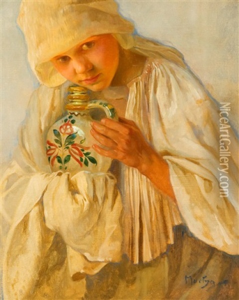 Divka Se Dzbanem Oil Painting - Alphonse Mucha