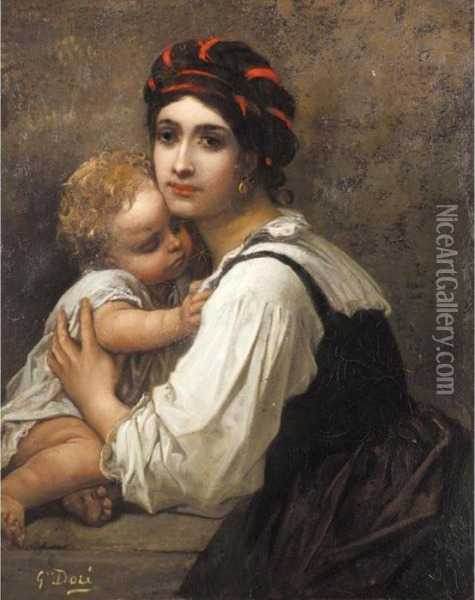 Mere Et Enfant Oil Painting - Gustave Dore