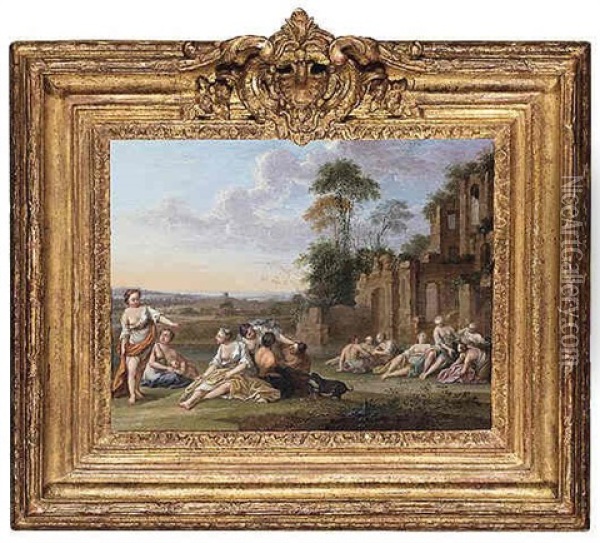 Landscape With Bathing Nymphs Oil Painting - Jacques Sebastien Le Clerc