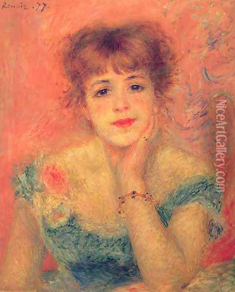 Jeanne Samary in a Low-Necked Dress Oil Painting - Pierre Auguste Renoir