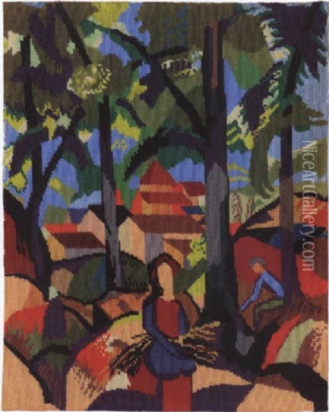 Madchen Beim Reisigsammeln Oil Painting - August Macke