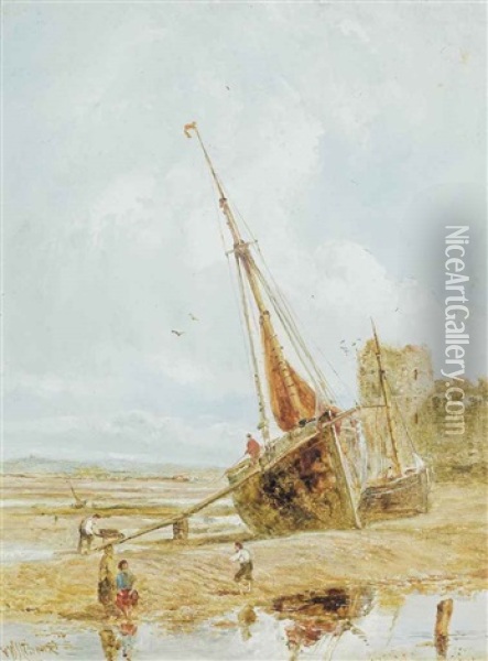 The Cottage; And Low Tide (illustrated) (pair) Oil Painting - William Joseph J. C. Bond