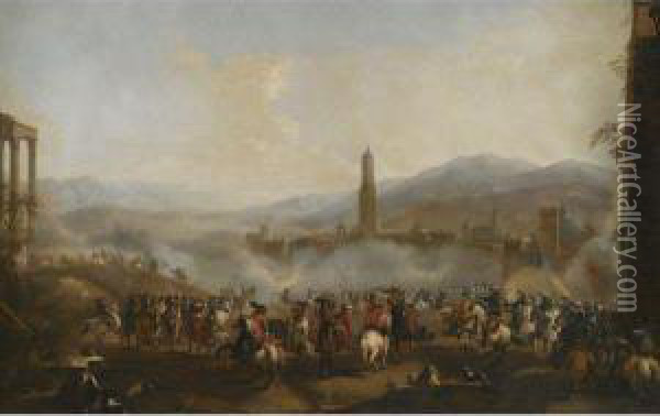 An Army Besieging A Town Oil Painting - Pandolfo Reschi