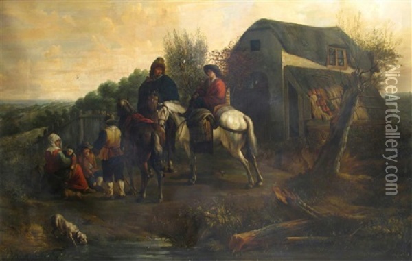 Family By A Cottage Oil Painting - Aelbert Cuyp