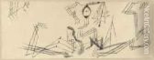Mit Dem Fallenden Schirm Oil Painting - Paul Klee