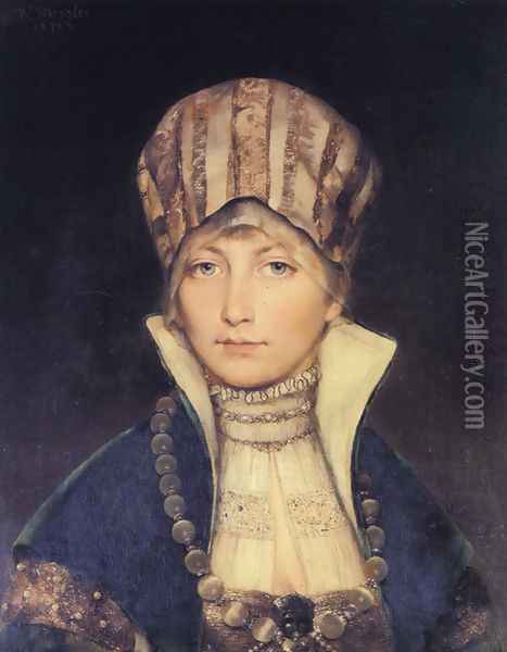 Portrait of a Woman in a bonnet Oil Painting - Wilhelm Menzler