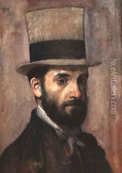 Portrait of Leon Bonnat (1833-1922) c.1863 Oil Painting - Edgar Degas