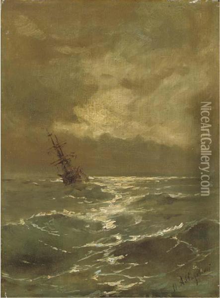 A Brig At Anchor Oil Painting - Ivan Konstantinovich Aivazovsky