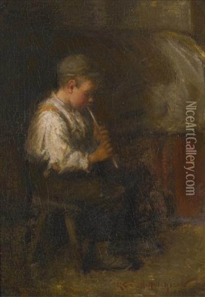The Penny Whistle Oil Painting - Robert Gemmell Hutchison