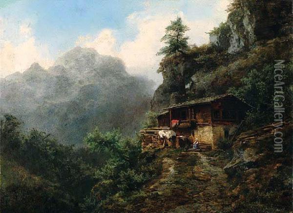 Gorskie Schronisko W Tyrolu Oil Painting - Julius Erbe