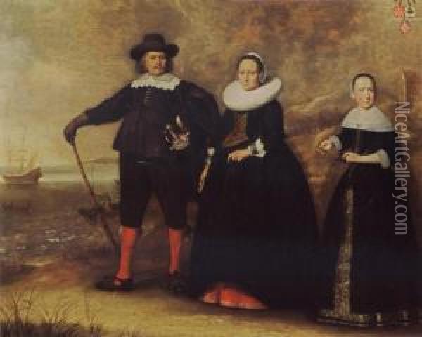 Family Portrait Of Possibly Otto Van Vollenhoven Oil Painting - Dirck Verhaert