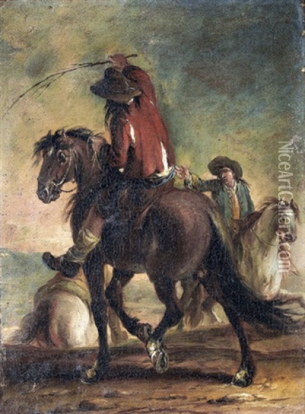 Zwei Reiter Auf Pferden Oil Painting - Francesco Simonini