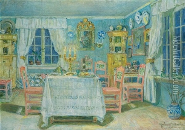 Kunstnerens Spisestue (the Artist's Dining Room) Oil Painting - Gerhard Peter Franz Vilhelm Munthe