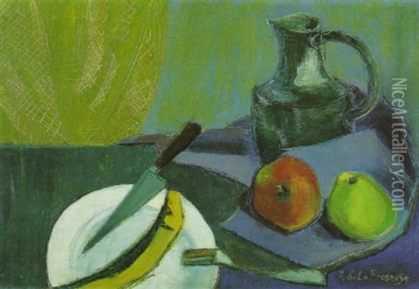 Stilleben Mit Melone, Apfeln Und Henkelkrug Oil Painting - Roger de La Fresnaye
