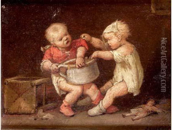 Jeu D'enfants Oil Painting - Francois Louis Lanfant de Metz