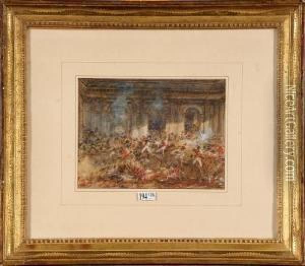Le Peuple De Paris Prend Les Tuileries Oil Painting - Joseph Navlet