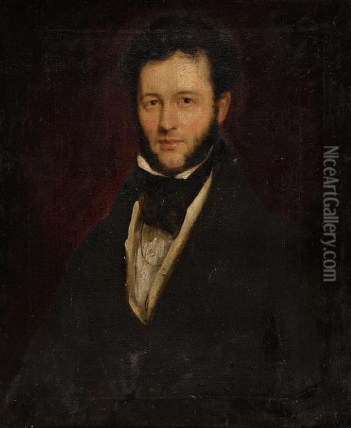Portrait Of A Gentleman In Black Oil Painting - Martin Archer Shee
