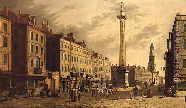 The Monument and Fish Street Hill, 1755 Oil Painting - (Giovanni Antonio Canal) Canaletto