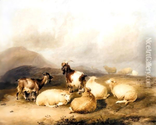 In The Highlands 2 Oil Painting - Thomas Sidney Cooper