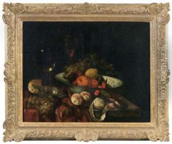 Nature Morte Aux Fruits Et Verre Roemer Oil Painting - Abraham Hendrickz Van Beyeren
