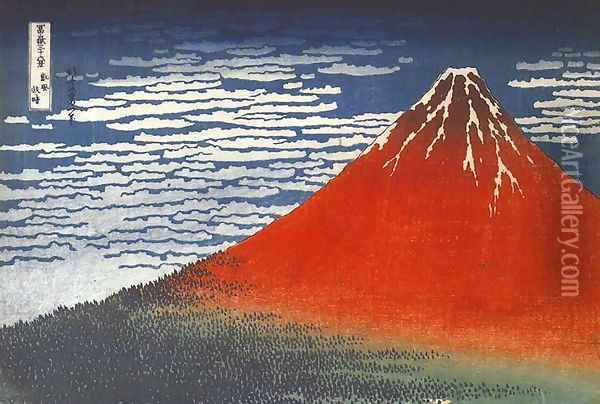 South Wind at Clear Dawn (Gaifu kaisei) Oil Painting - Katsushika Hokusai