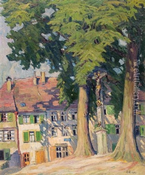 Sonniger Munchner Platz Oil Painting - Max Eduard Giese