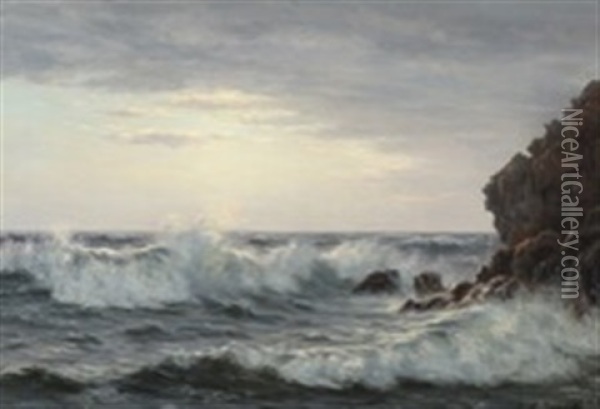 Danish Seascape, Bornholm Oil Painting - Johannes Herman Brandt
