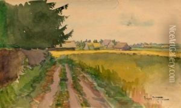 Village Landscape Oil Painting - Aleksander Vladimirovich Makovskii