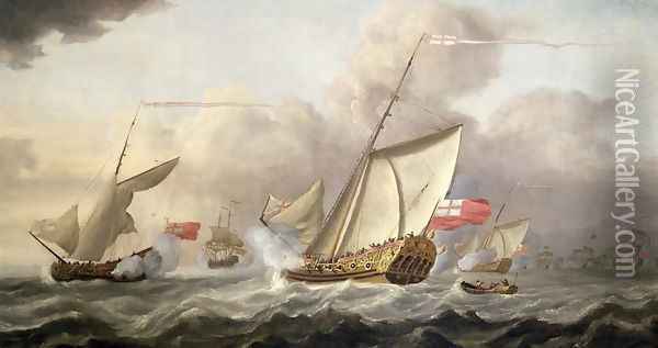 The Royal Yacht Mary Exchanging Salutes Oil Painting - Cornelis van de Velde