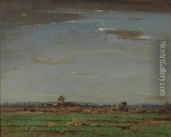 Weite Moorlandschaft. Oil Painting - Toni, Anton Von Stadler