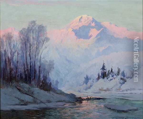 Winter, Mckinley Park, Alaska Oil Painting - Sydney Mortimer Laurence