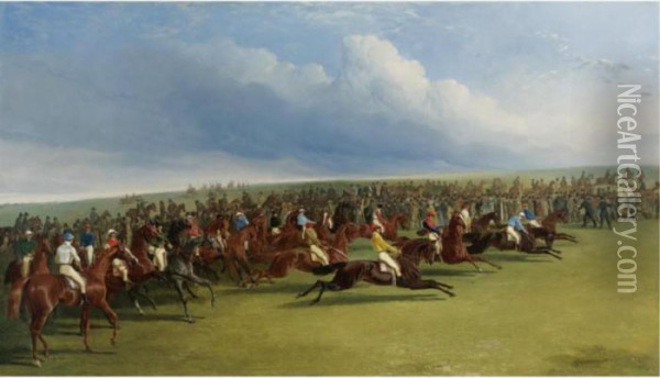 The Oaks 1845 - A False Start Oil Painting - John Frederick Herring Snr