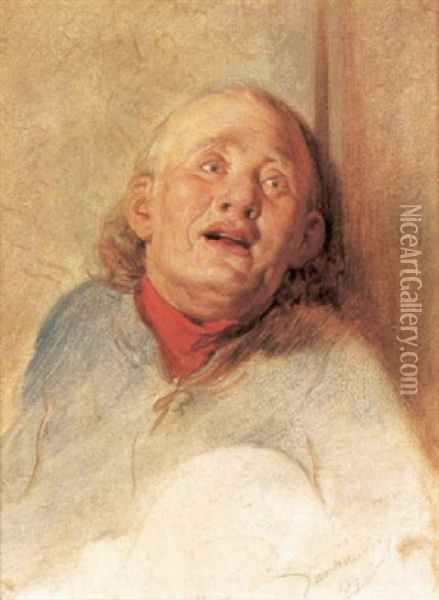 Kopf Eines Mannes Oil Painting - Josef Danhauser