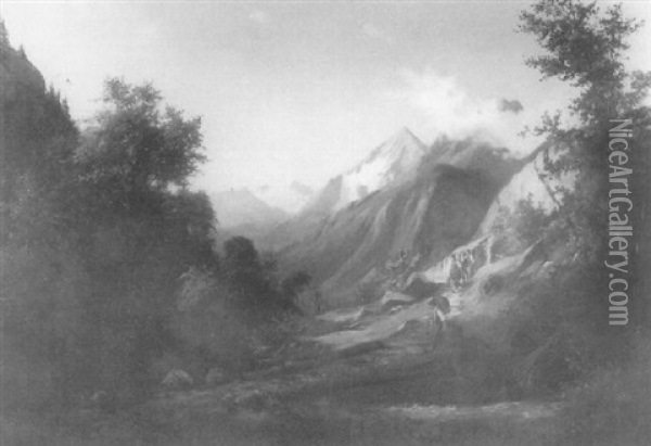 Alpenlandschaft Mit Staffage Oil Painting - Karl Friedrich Toeche