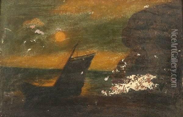In The Shadow Of The Cliff Oil Painting - Albert Pinkham Ryder
