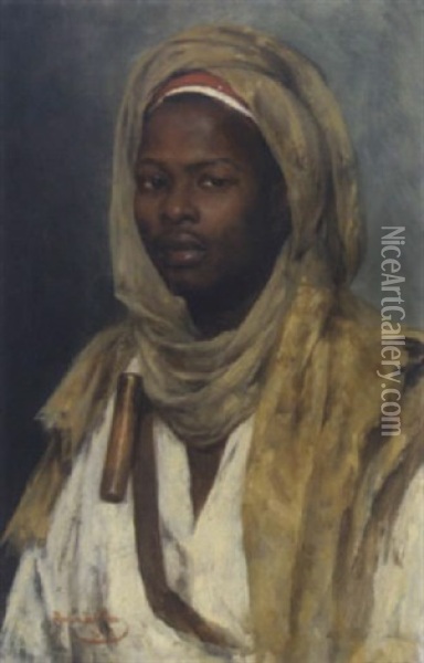 Portrait Eines Afrikaners Oil Painting - Marie Mueller