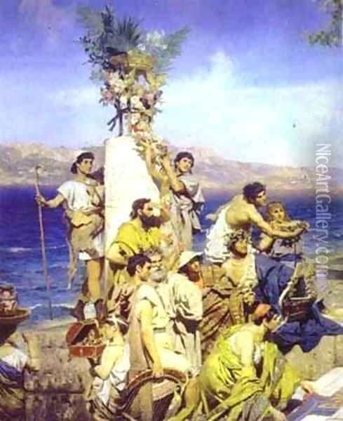 Phryne At The Festival Of Poseidon In Eleusin Detail 2 1889 Oil Painting - Henryk Hector Siemiradzki
