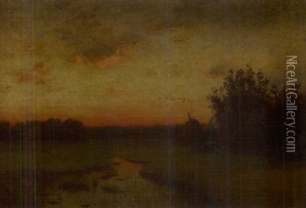 Landscape At Sunset Oil Painting - Frank Knox Morton Rehn