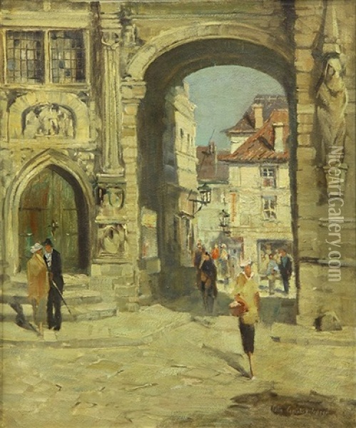 Arches In The Old Town Square Oil Painting - Colin Campbell Cooper