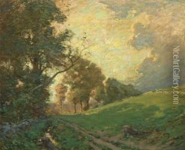 Connecticut Sunset Oil Painting - Frank Alfred Bicknell