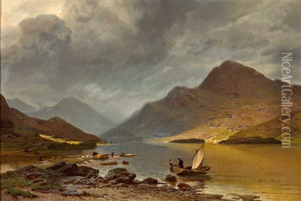 Fjordlandschaft Oil Painting - Jean Francois Xavier Roffiaen