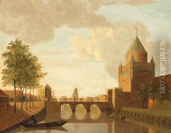 A View of the Kleine Houtpoort, Haarlem Oil Painting - Johannes Huibert Prins