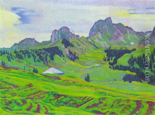 Gantrisch Und Nunenen Oil Painting - Emil Cardinaux