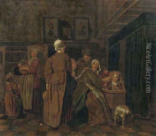 A family in an interior Oil Painting - Jan Jozef, the Younger Horemans