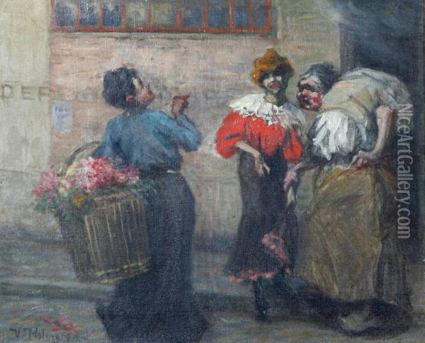 Blomsterforsaljerska Oil Painting - Wilhelm Holmgren