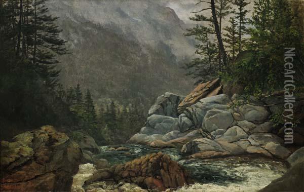 ''kaaterskill Clove From Haines Falls'' Oil Painting - Edward W. Nichols