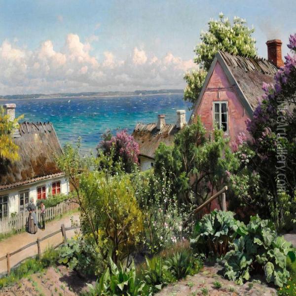 Summer Day In Aalsgaarde Oil Painting - Peder Mork Monsted